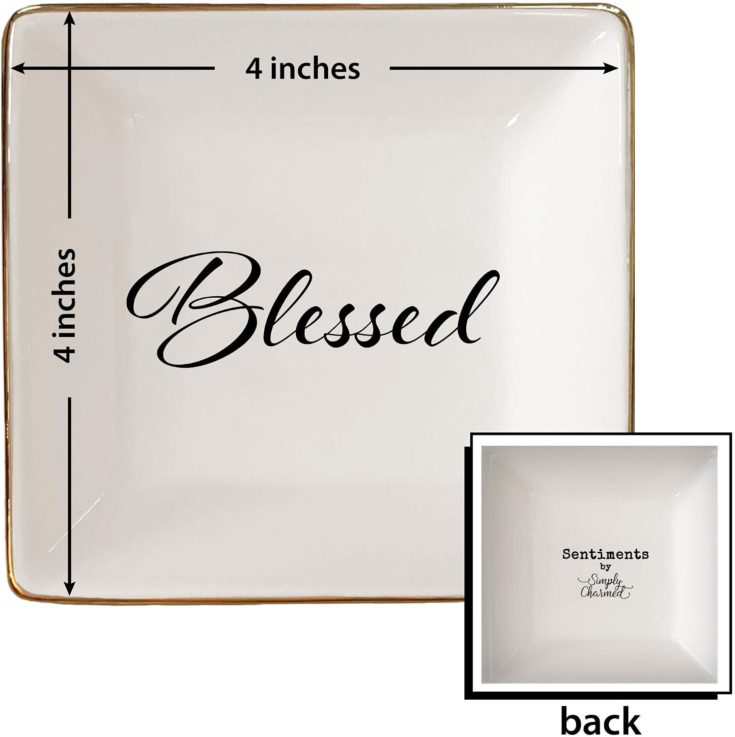 Ceramic Jewelry Dish or Ring Holder / Blessed