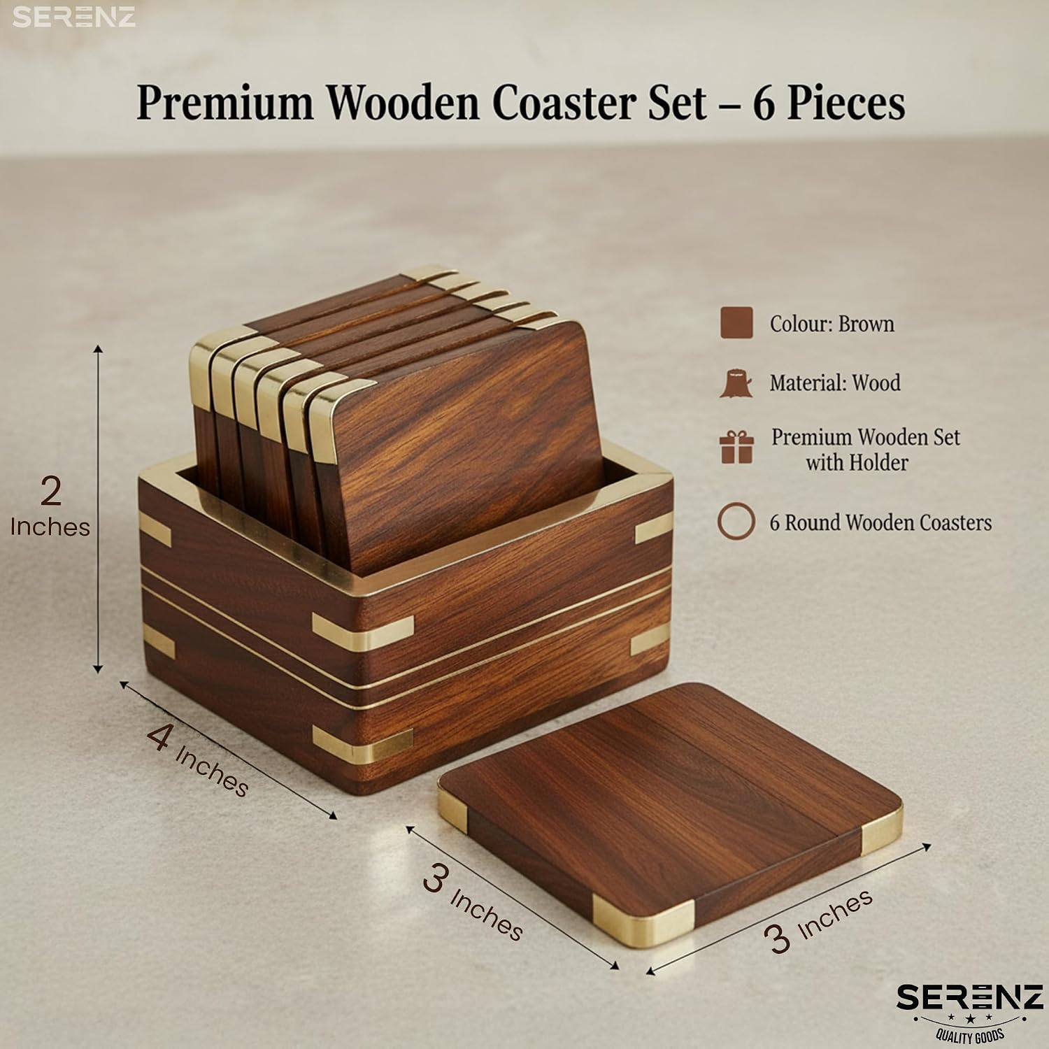 Wooden Coaster for Dining Table / Set of 6
