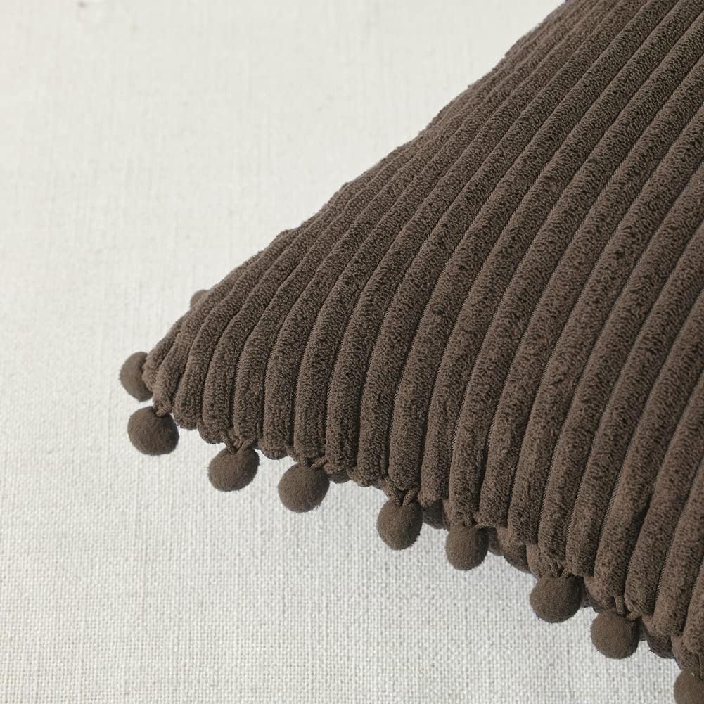 Decorative Throw Pillow Covers / 18 x 18 / Dark Brown / Set of 2