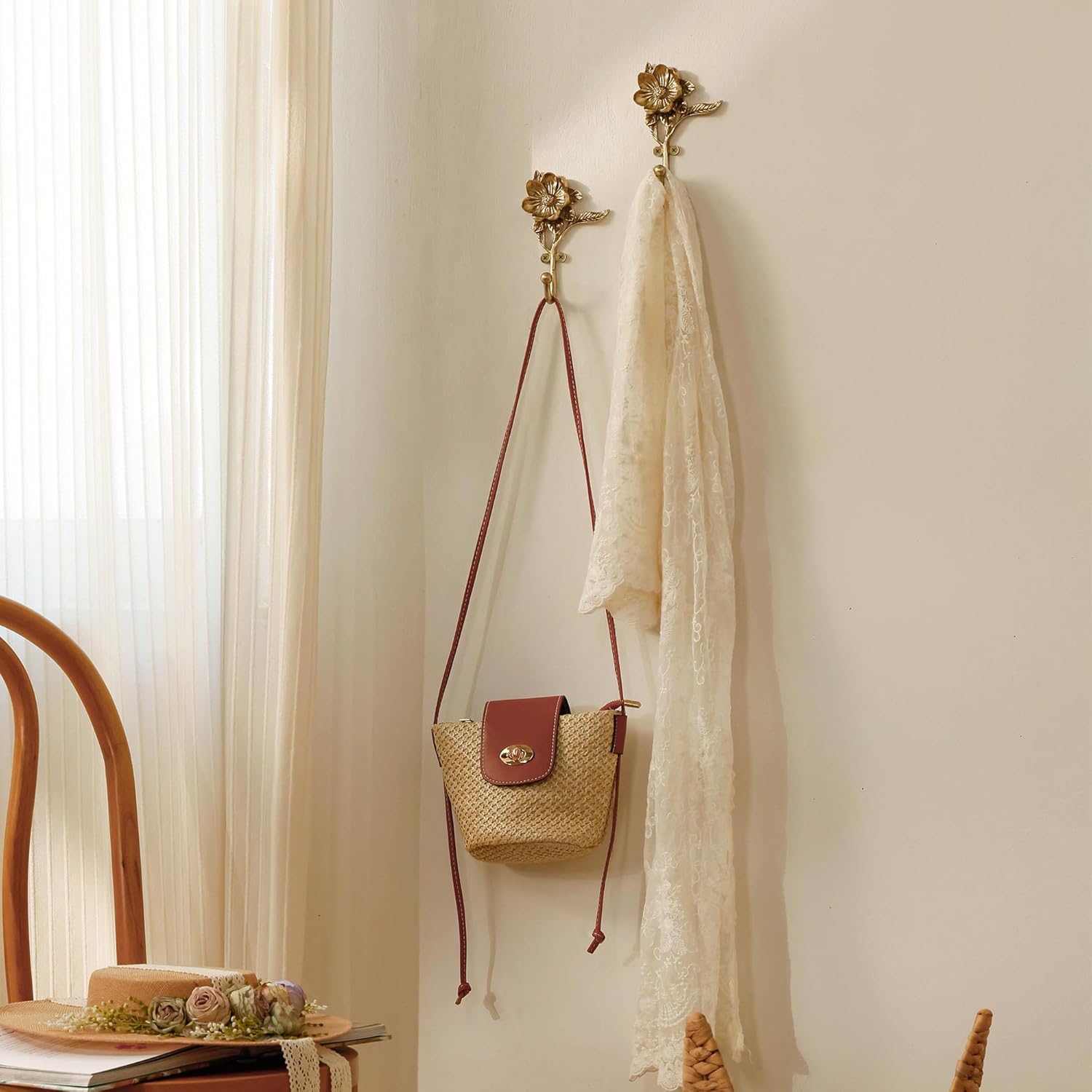 Golden Flower Metal Hooks / Set of 2