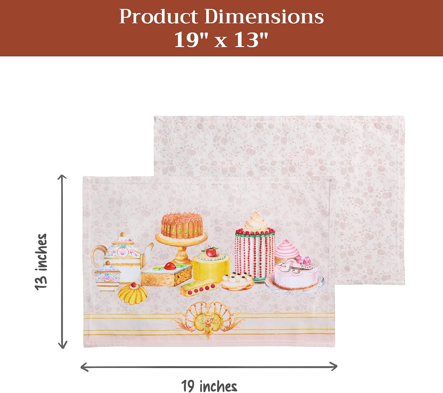 Maison d' Hermine Placemats Set of 4 Reusable 100% Combed Cotton (13"x19") | Cloth Place Mats Washable Table Mats for