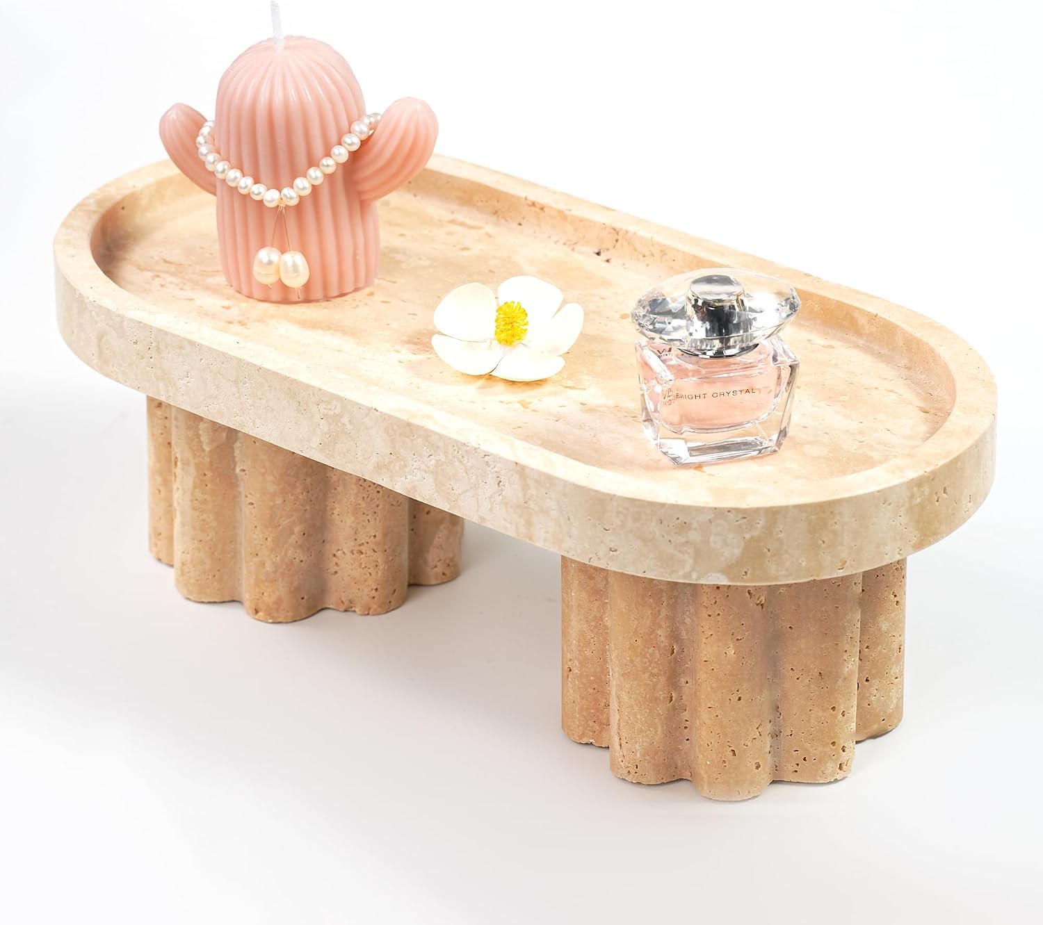 Travertine Marble Perfume Tray / 2leg-travertine