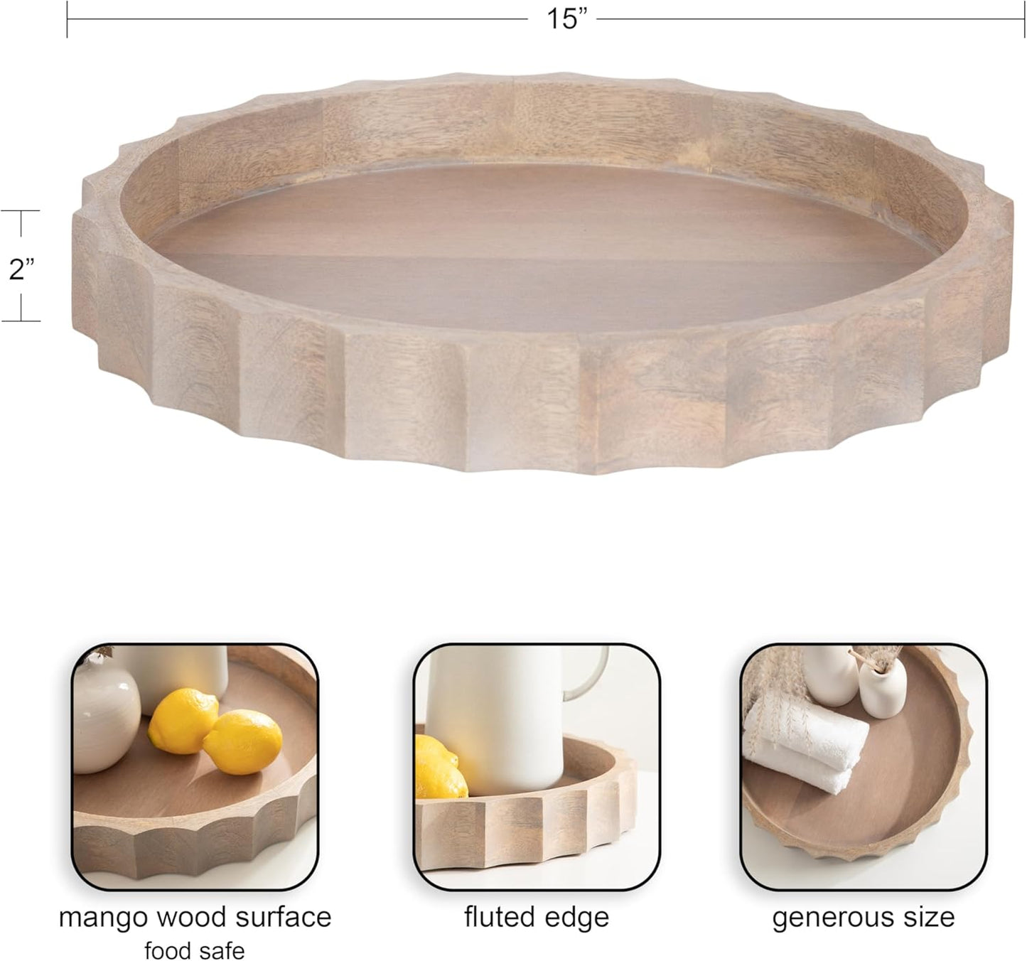 Lissi Decorative Round Tray / Natural / 15 Inch