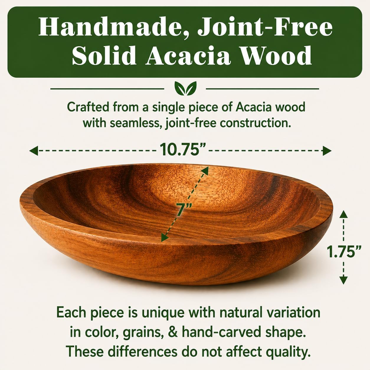 Acacia Wood Oval Bowl