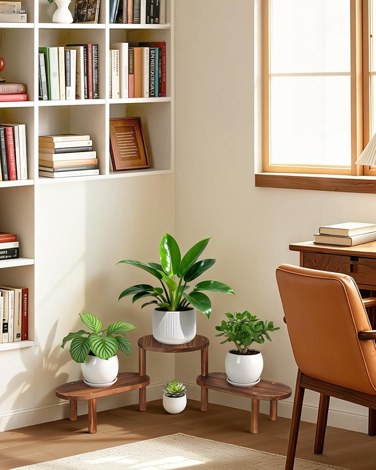 Corner Plant Stand Indoor, Adjustable Convex Round Flower Stand | Heavy Duty 3 Tier Long Plant Shelf Indoor, Deformed