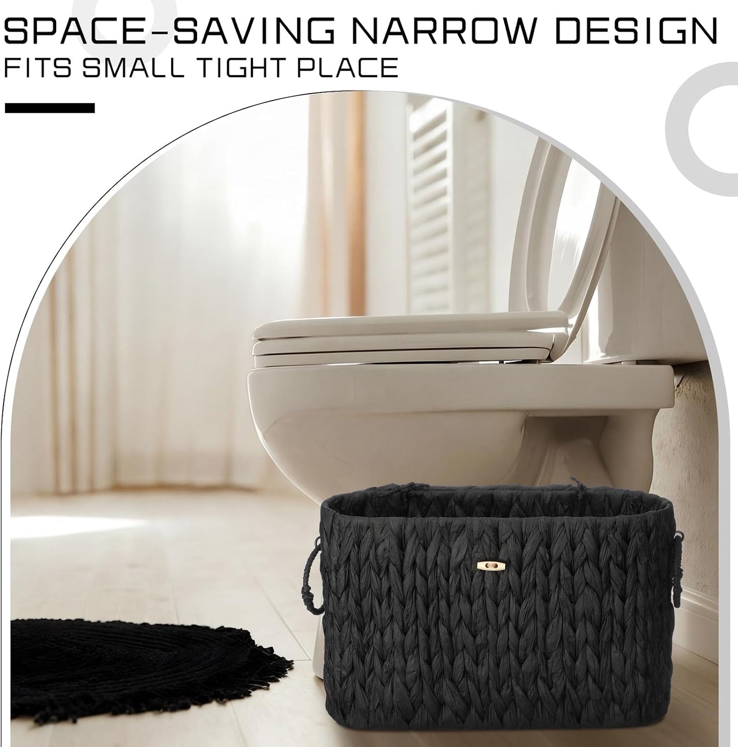 Lid Woven Bathroom Basket Toilet Paper Holder Holds up to 6 Mega / Black / Classic Style / Wicker