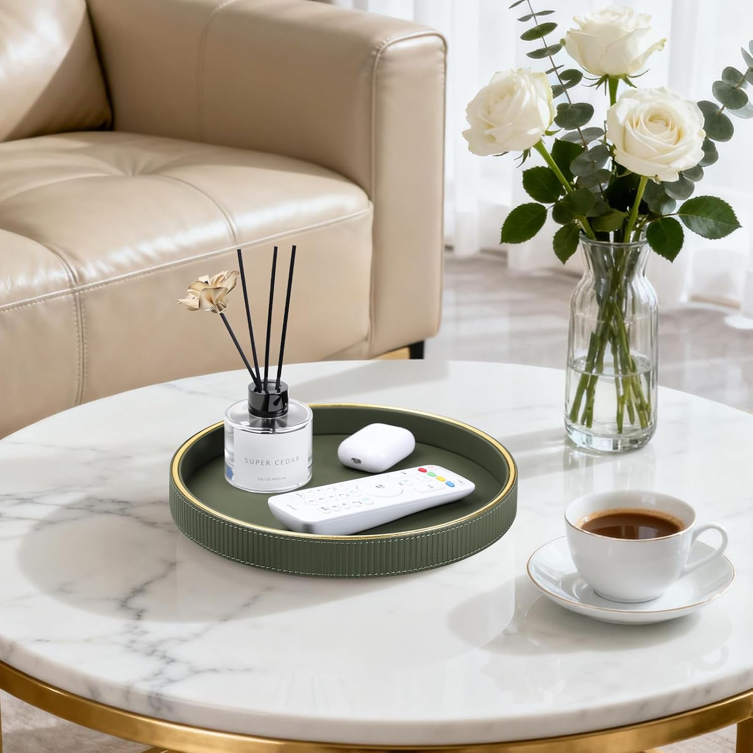 Round Decorative Tray / Green