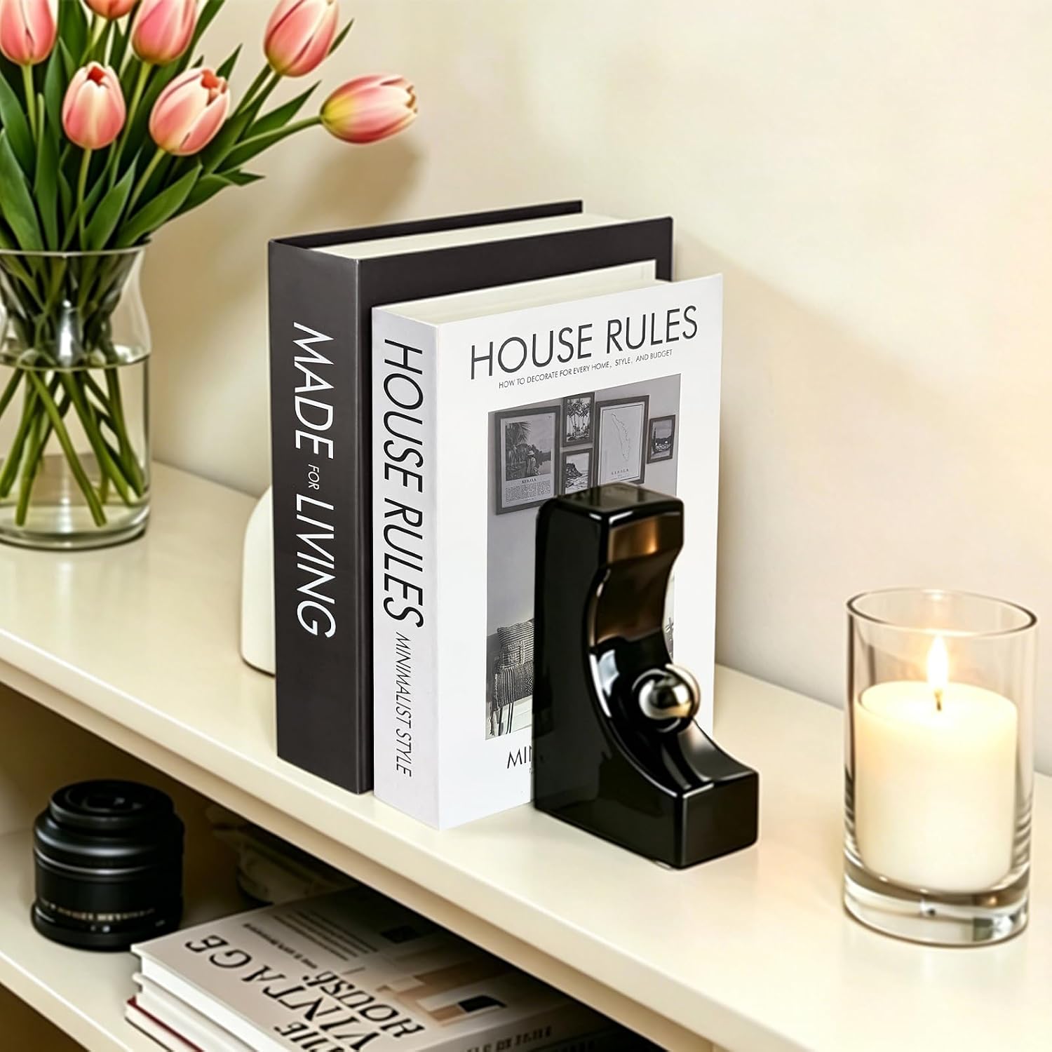 Minimalist Fake/Faux Books / Black-white / Set of 2