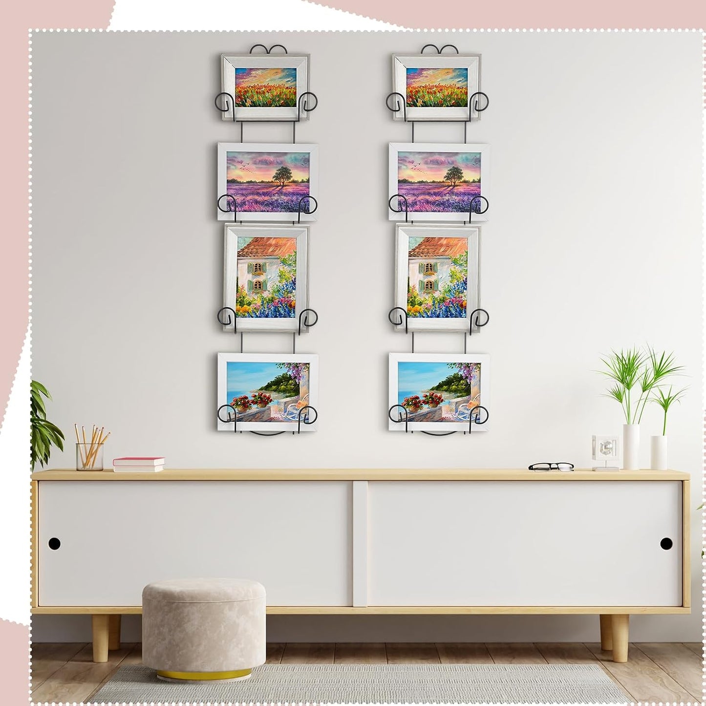 Set of 2 Plate Rack for Wall Vertical 4 Tier Metal Wall Plate Holder Display Hanger for Dishes Decorative Plates Arts
