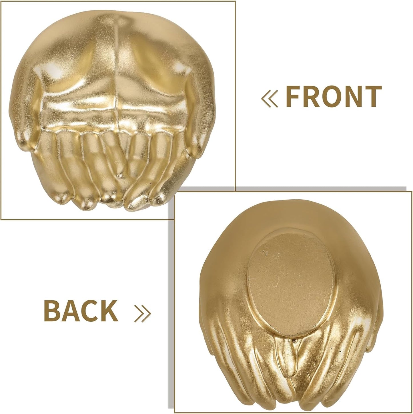 Palm Shape Jewelry Organizer Tray Resin Jewelry Storage Plate / 12 x 10.5 x 4.5 / CM / Golden