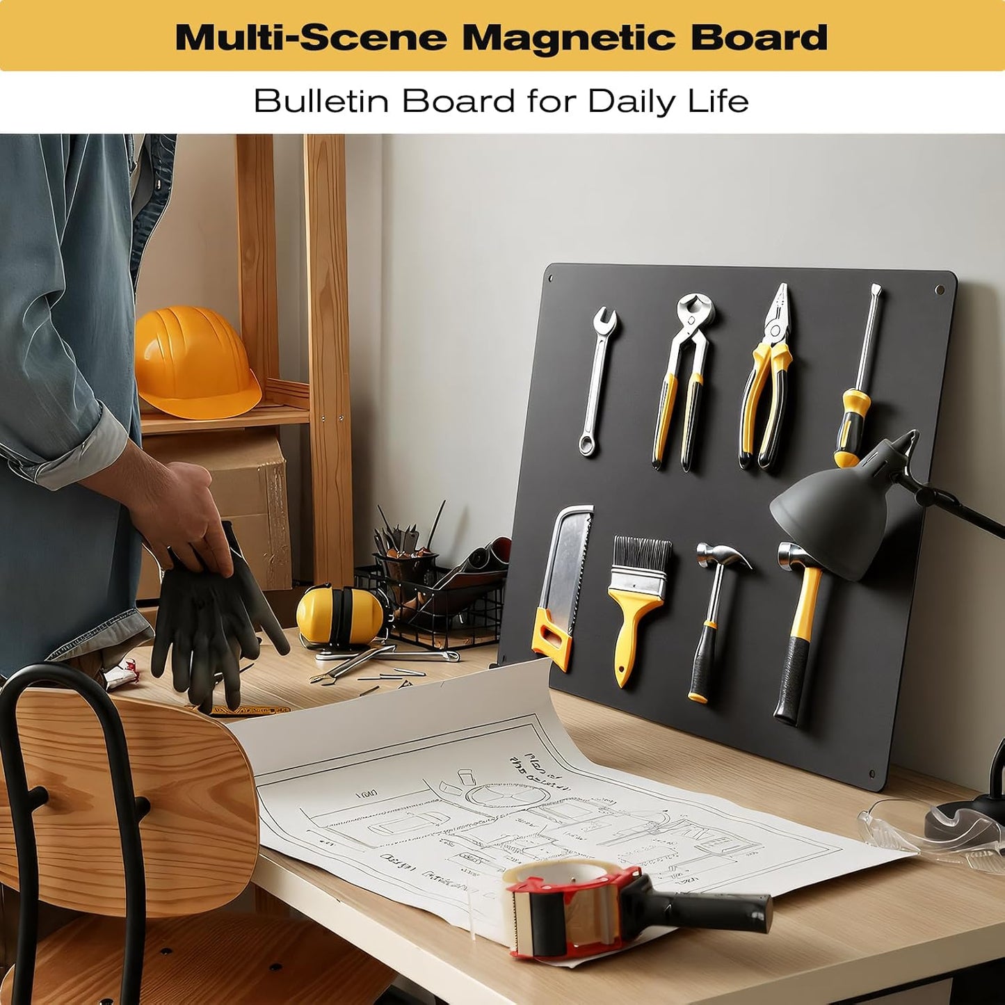 Magnet Bulletin Board to Display Magnetic Letters / Black / 16 x 20