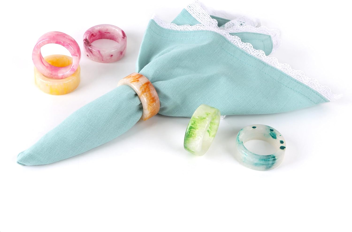 Alpha Living Home Epoxy Resin Napkin Rings, Pastel, Set of 12 | Glossy resin, 6 pastel colors 2 of each, 2x2x0.75 in
