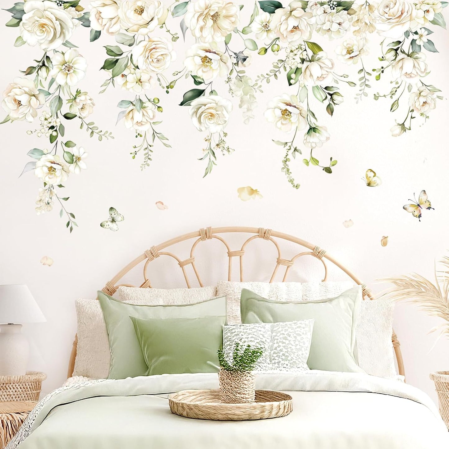 Large Flower Wall Decals Hanging Vine Blossom Floral Wall Stickers Baby Nursery Girls / White