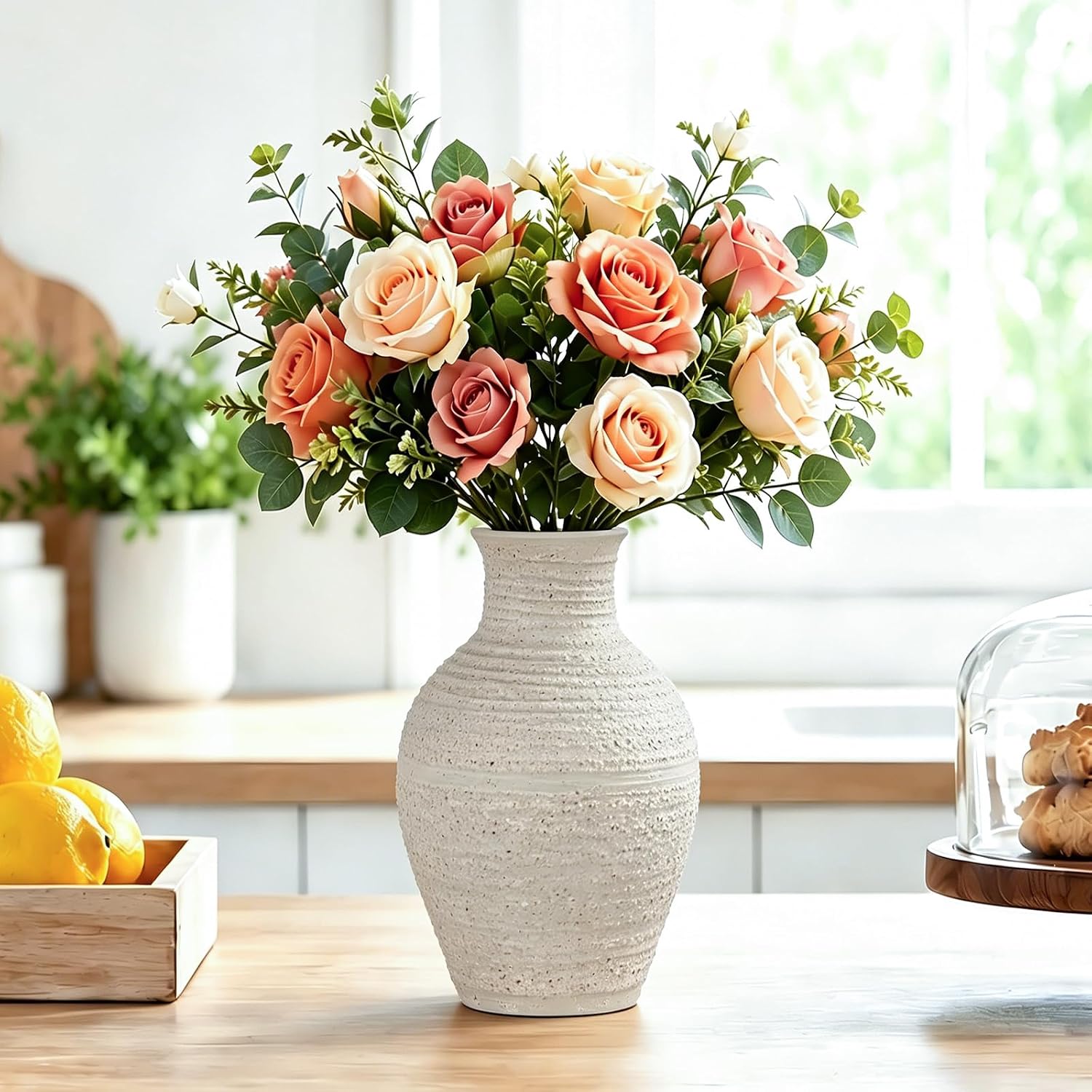 Ceramic Flower Vase Home Decor White Small Vase Decorative Table Farmhouse Vases / Modern White-v12