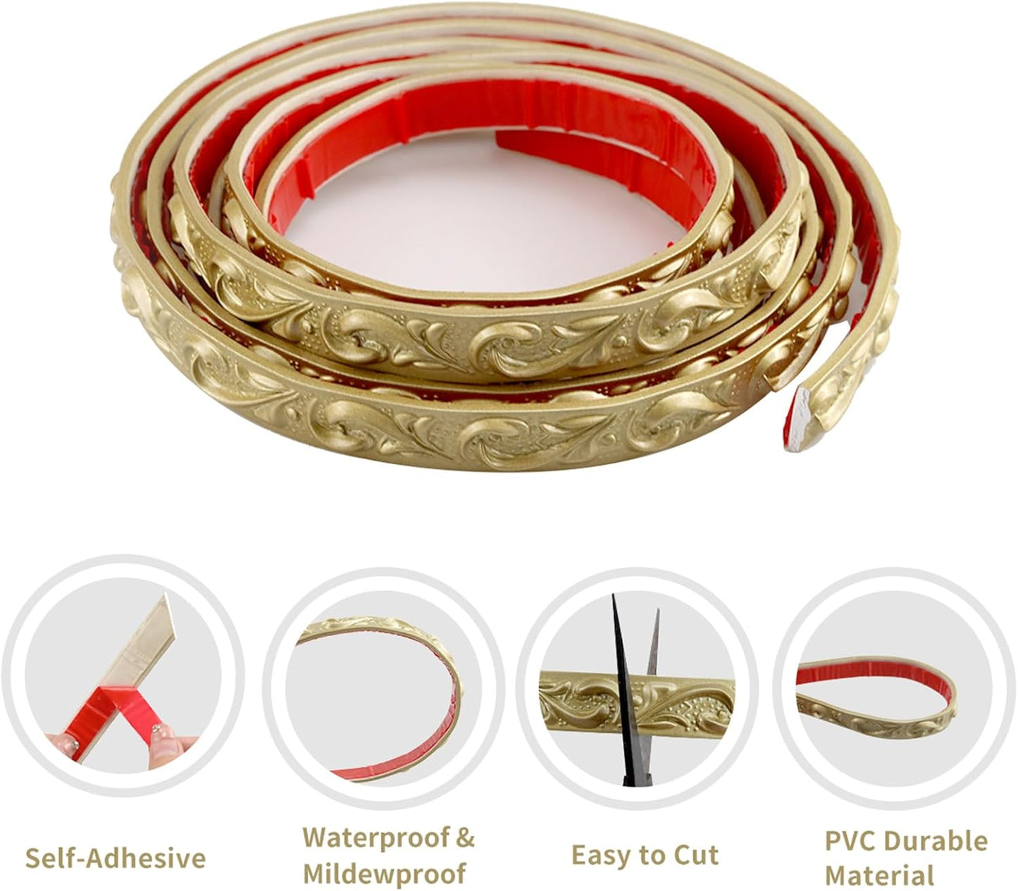 X Self Adhesive Peel and Stick Molding Ceiling Molding / Champagne Gold / 0.8 Inch