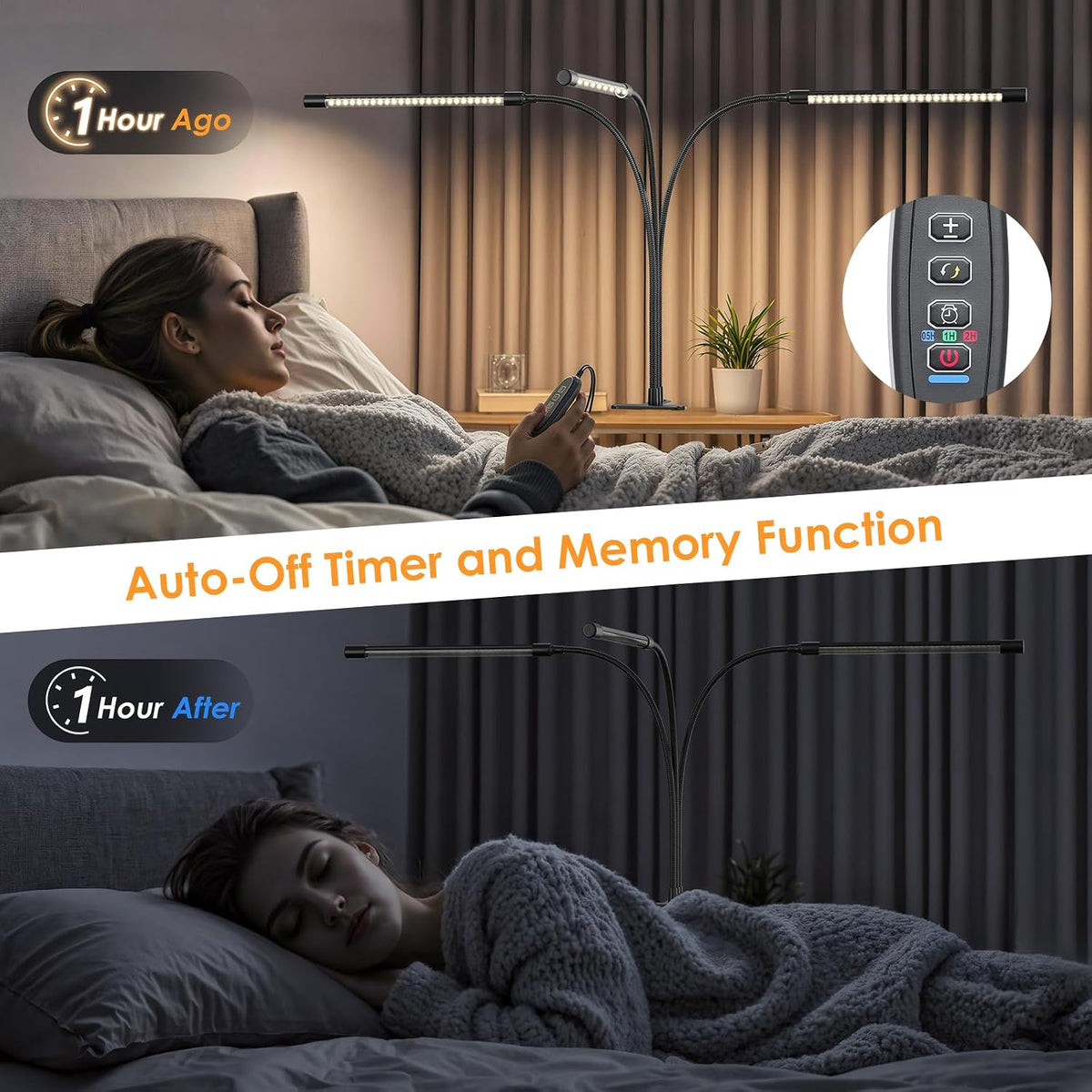 ShineTech 3-Head LED Desk Lamp with Clamp, Eye-Caring Clip on Lights | Ultra-Wide Lighting, 4 Color Modes, Stepless