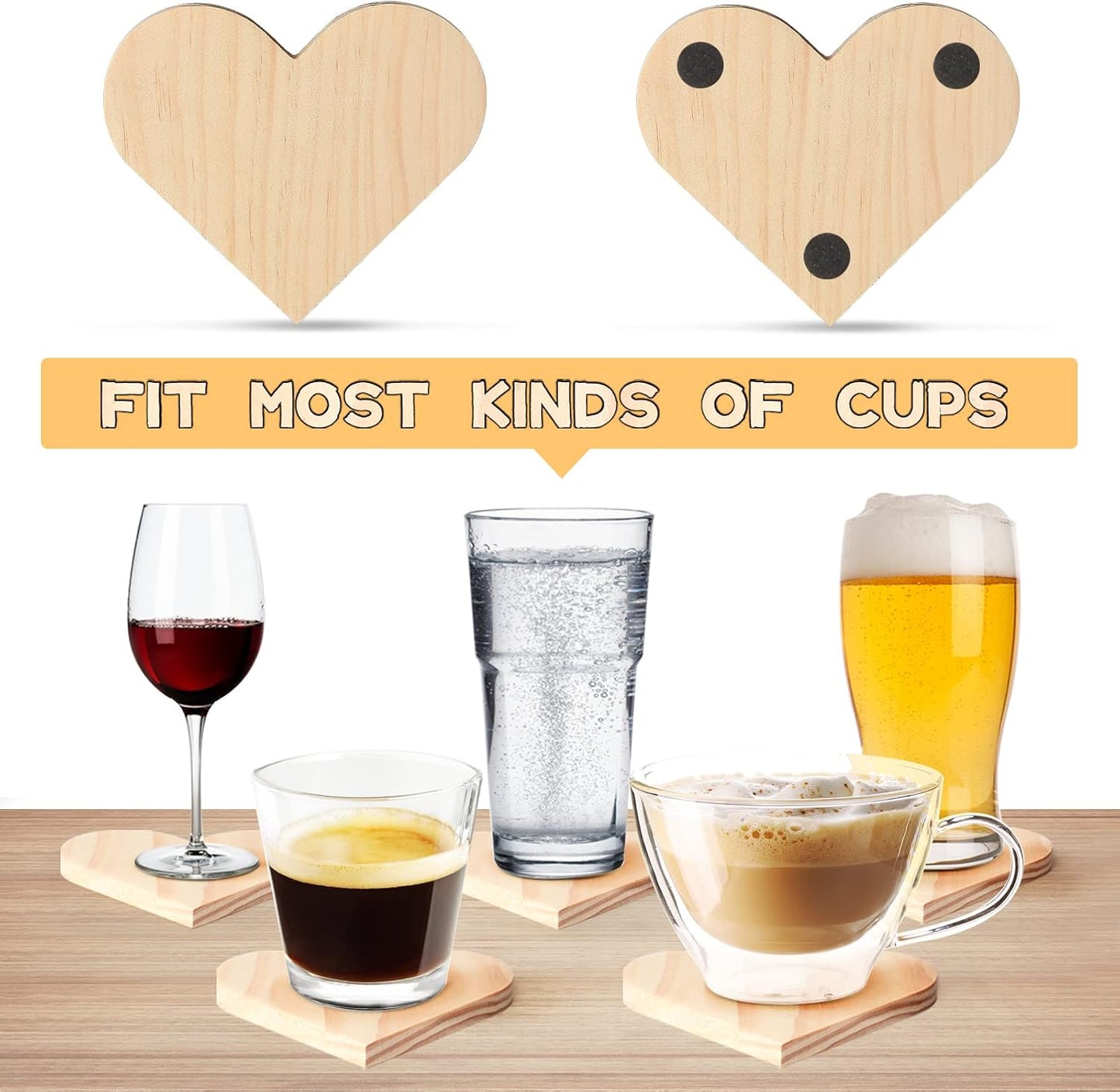 Wooden Slices Blanks Bulk Set / Heart / 4.5 Inch / Set of 12