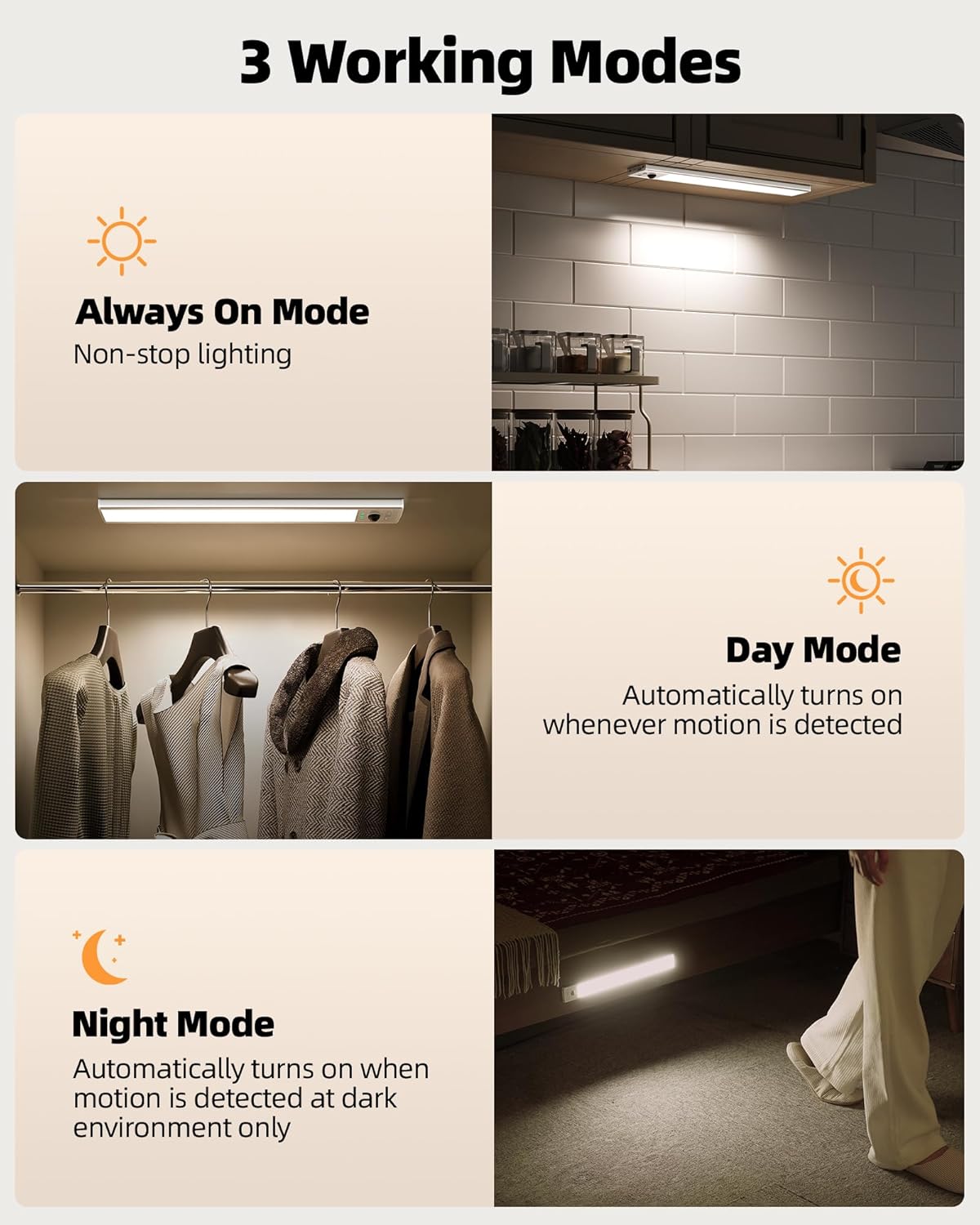 EZVALO 12-inch Under Cabinet Lighting Wireless with Battery Indicator, 2500mAh Rechargeable Motion Sensor Light Indoor