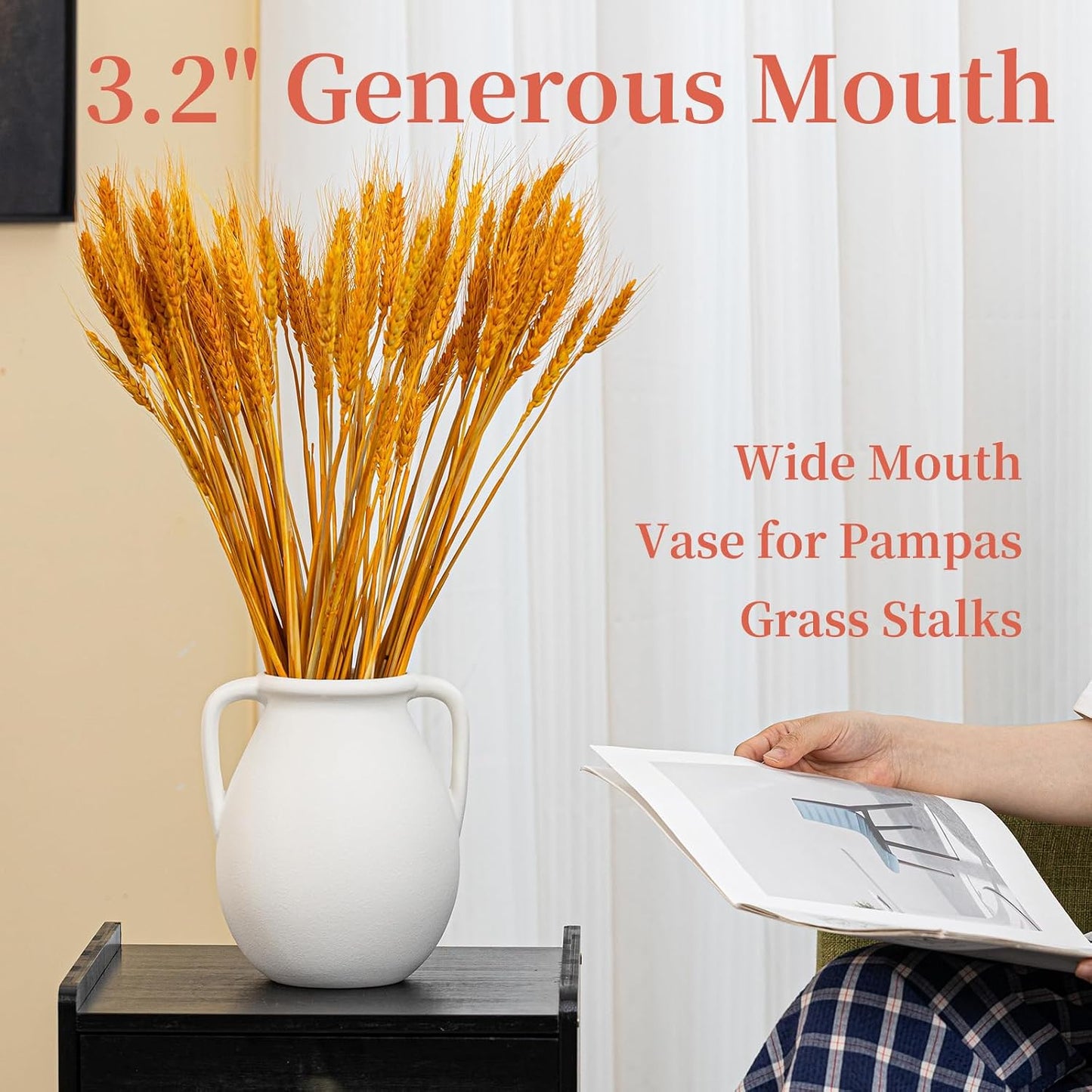 Rustic Ceramic Flower Vase / Double-handle Rustic Vase