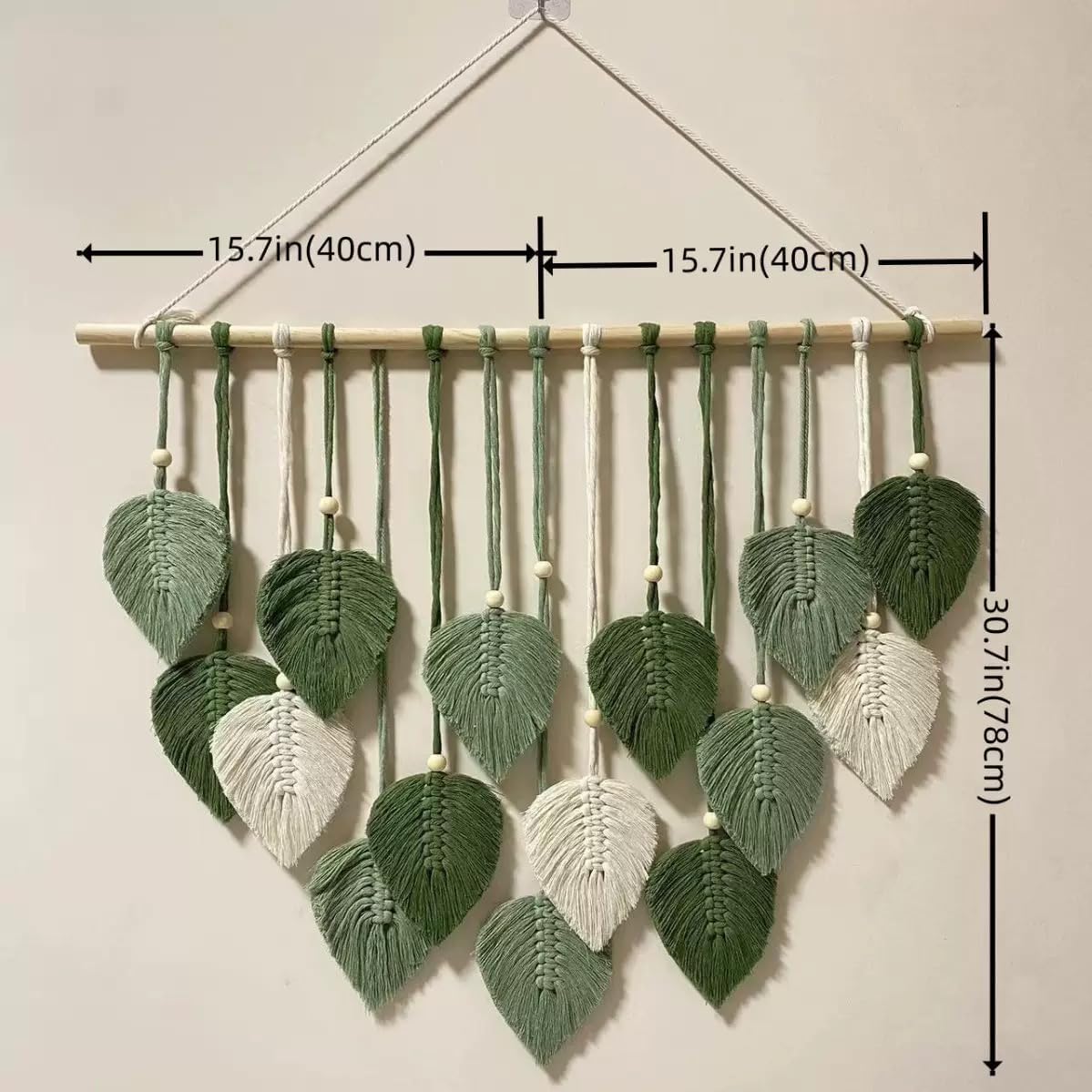 Wall Hanging Decor Leaves Tapestry Boho Wall Decor Woven Feather Handmade Yarn / Lightgreen-m