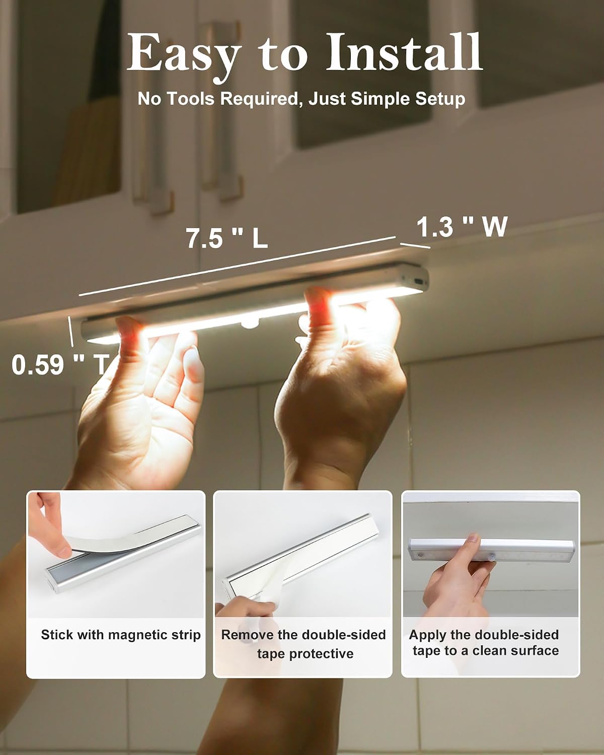 Under Cabinet Lighting Rechargeable 48-LED Wireless Under Cabinet Lights Remote, Kitchen Counter Lights Closet Lights