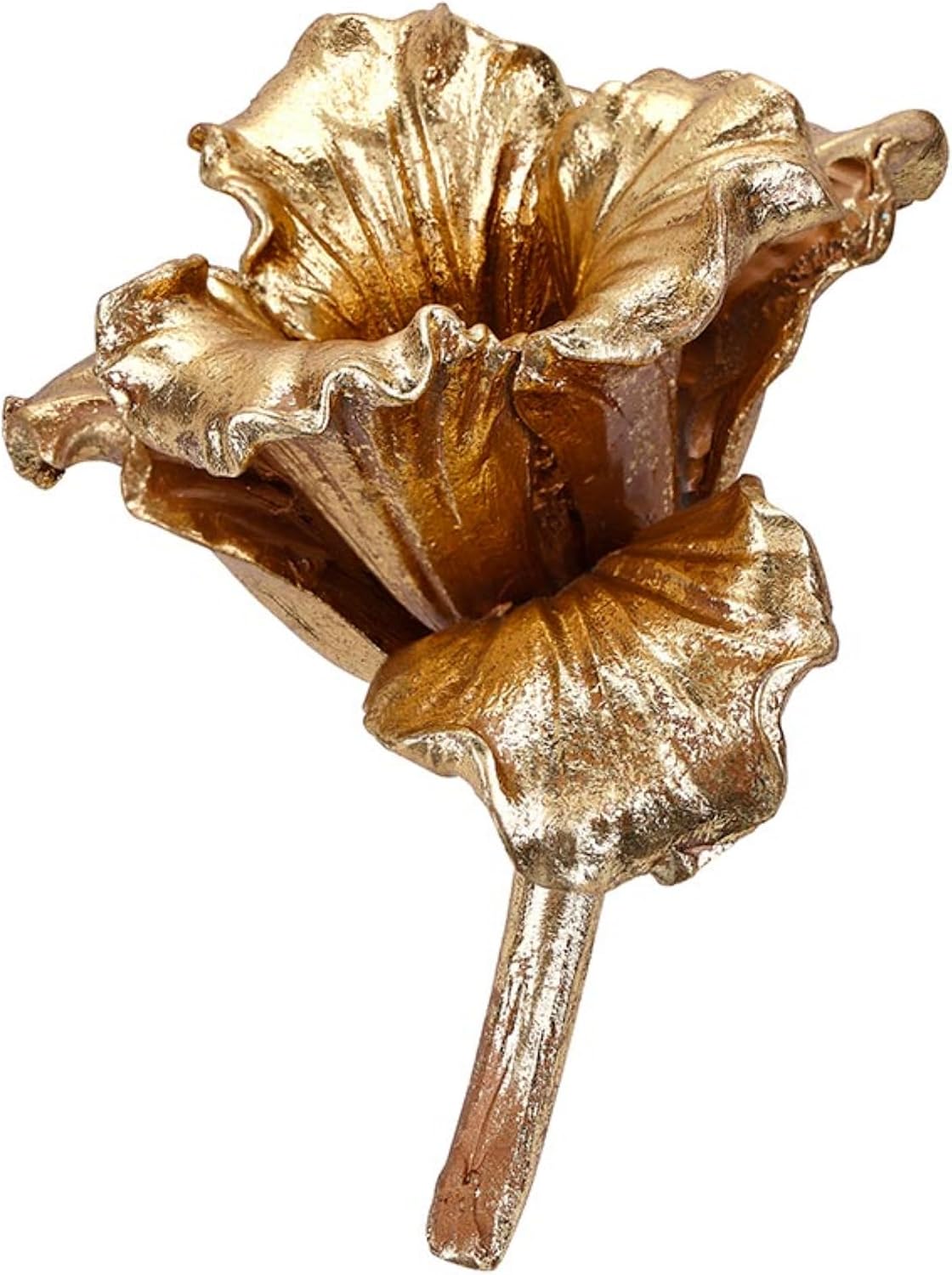 Golden Sculptural Botanical Flower Accent Modern Décor / Gold Lily / 4.75 x 2.5 x 3