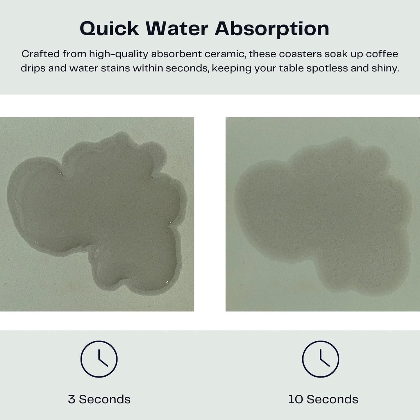 Holder / Absorbent Ceramic Drink Coasters / Sage Green / Set of 6