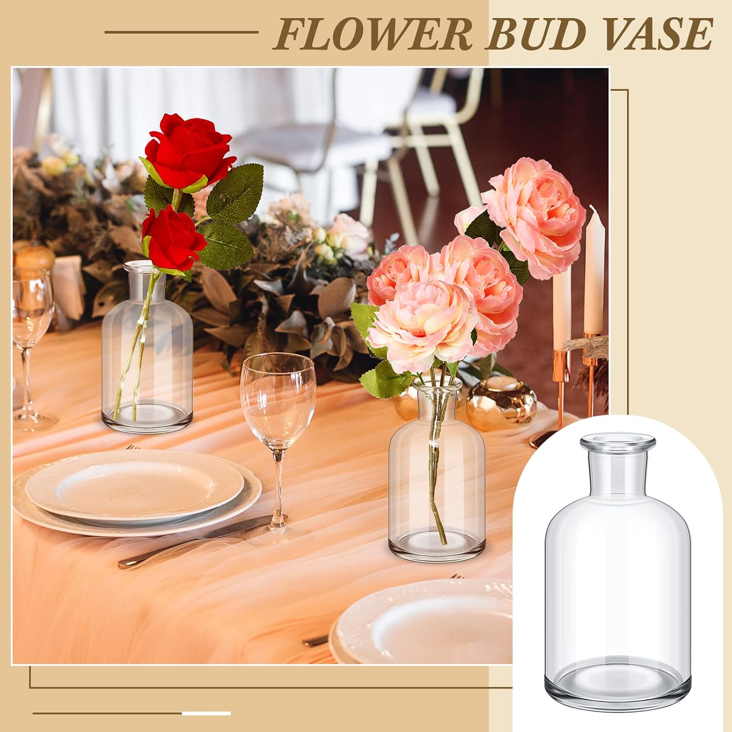Small Glass Bud Vases Bulk Mini Flower Vases for Centerpieces / 4.9 Inches / Transparent / Set of 30
