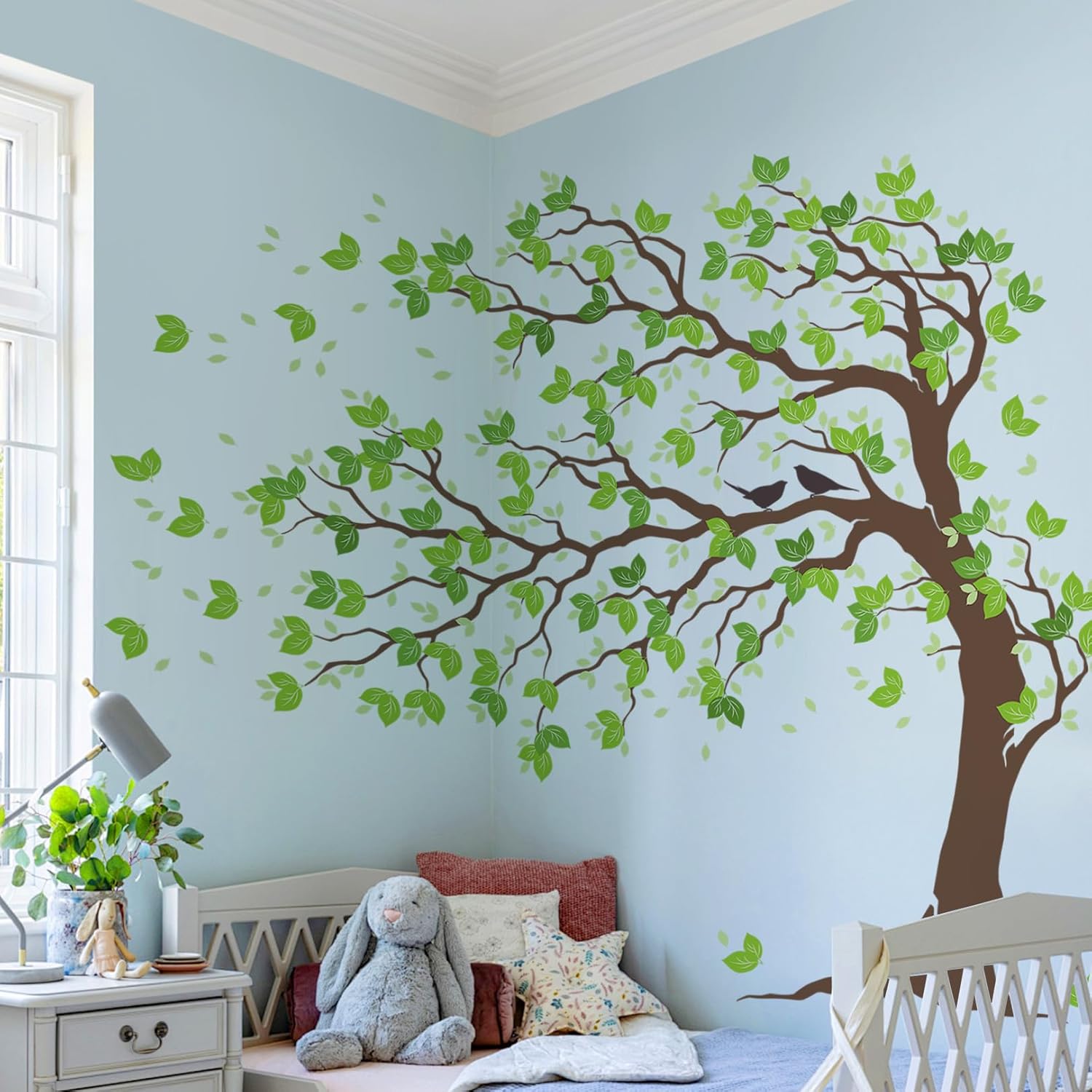 Peel & Stick Wall Stickers / Brown Trunk Green Leaves / 74.8 x 59