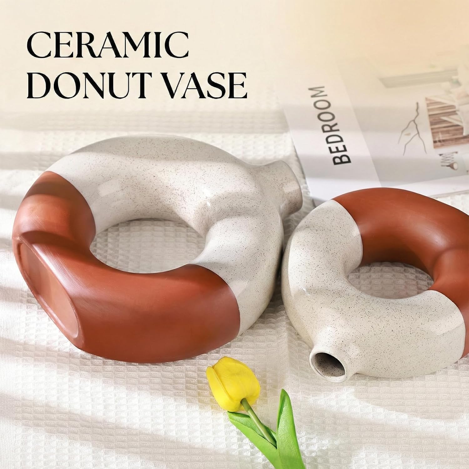 Modern Matte Ceramic Vases for Entryway Living Room / Terracotta / Set of 2