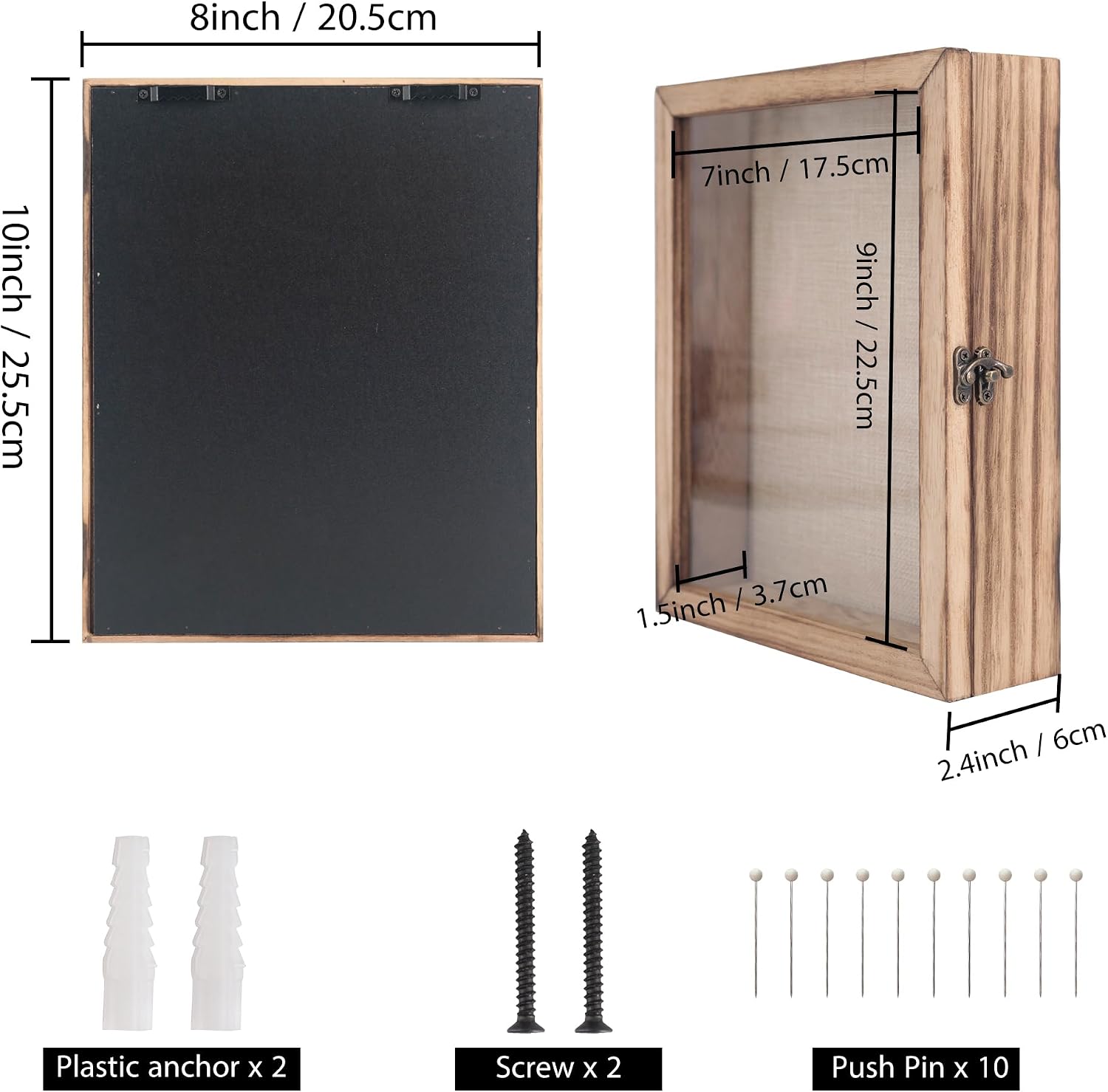 GraduatePro Shadow Box Frame 8x10 Display Case with Linen Back, Real Glass Window Door with Hinge, Picture Frame