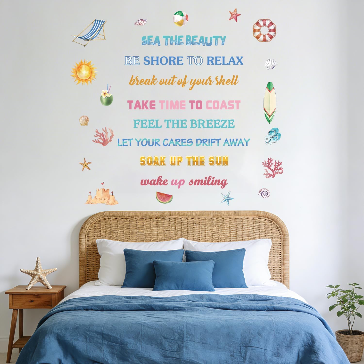 Beach Wall Stickers Inspirational Quotes Wall Decal for Classroom Colorful Summer / Summer Quotes