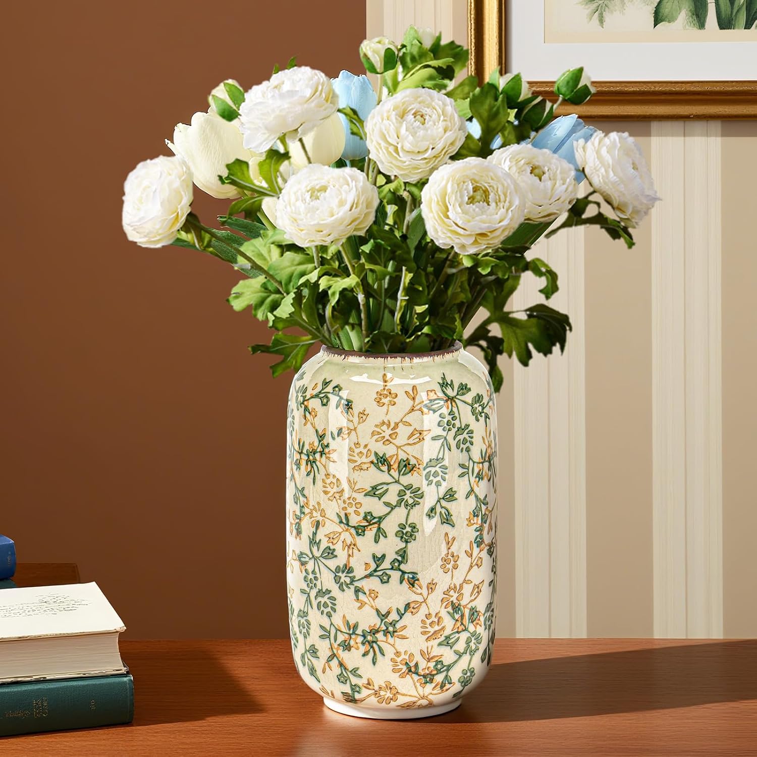 Ceramic Vase for Flowers / Ice Crack Beige