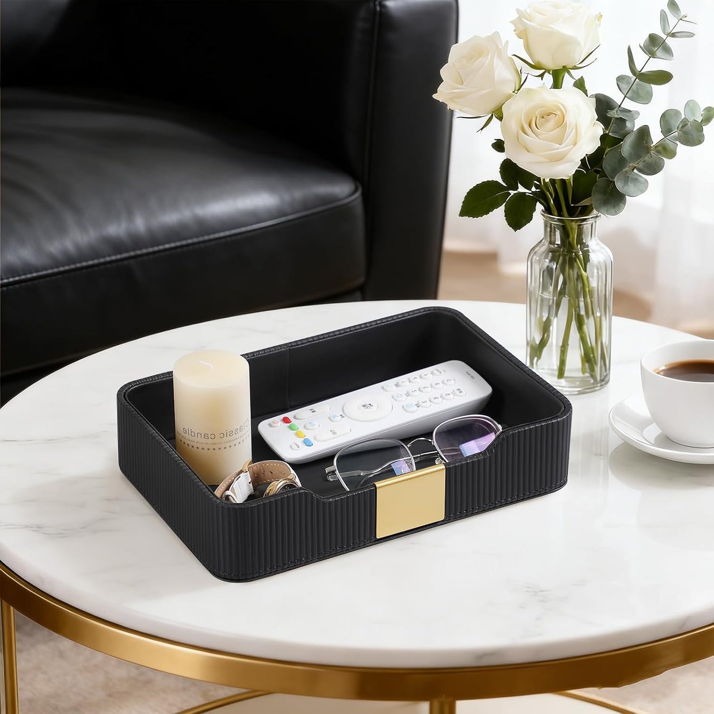 Valet Tray Desktop Storage Organizer / Black