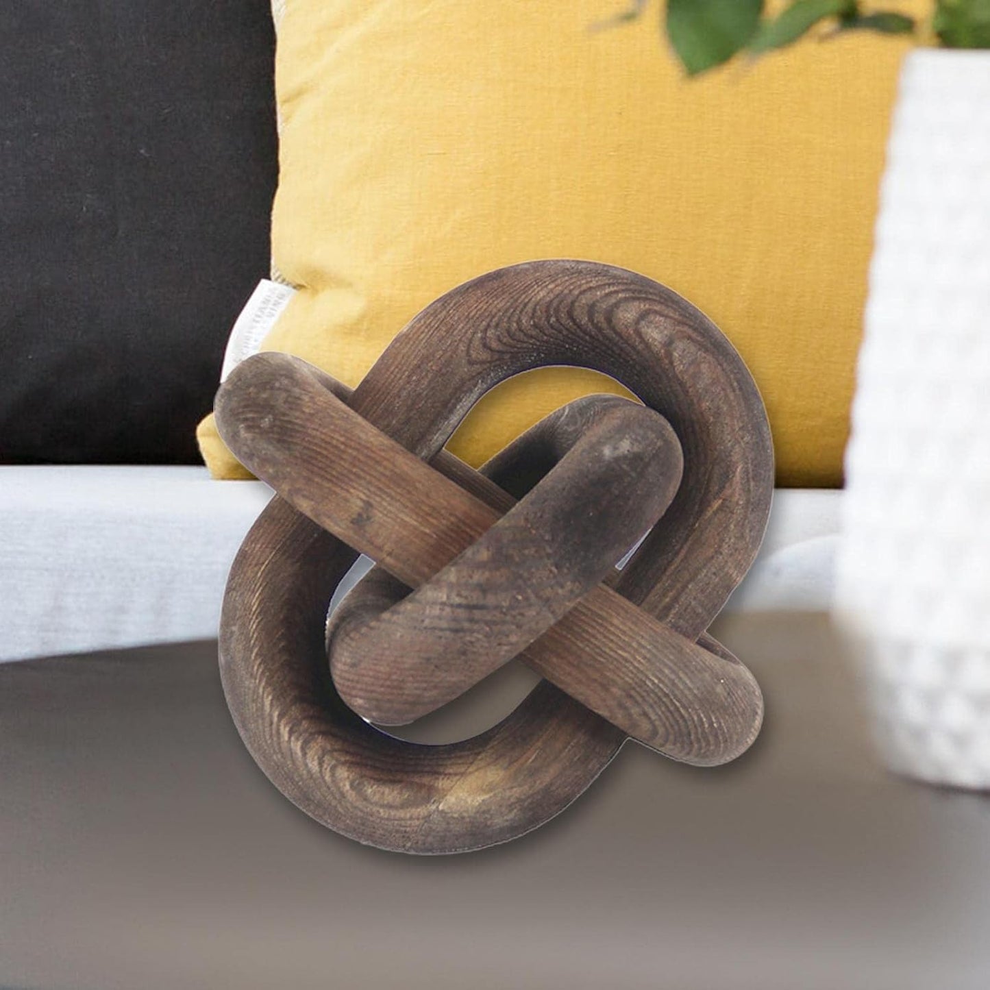 Wood Chain Ornaments 3 Link Wooden Knot for Display Cabinet Desk Handmade Decorative Living Room
