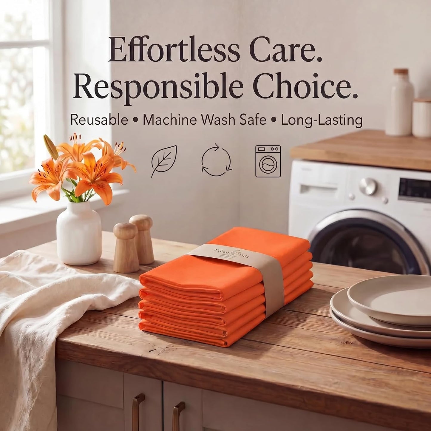 Urban Villa Cloth Napkins Cotton 20x20 (Set of 12) Orange