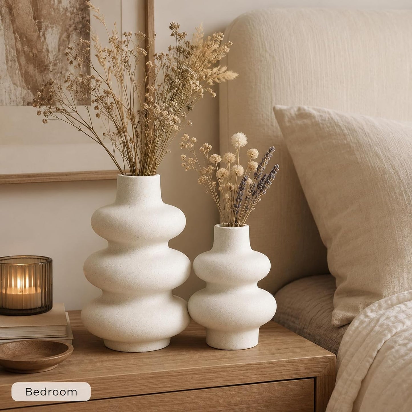 Ceramic Vase Set / White / Set of 2