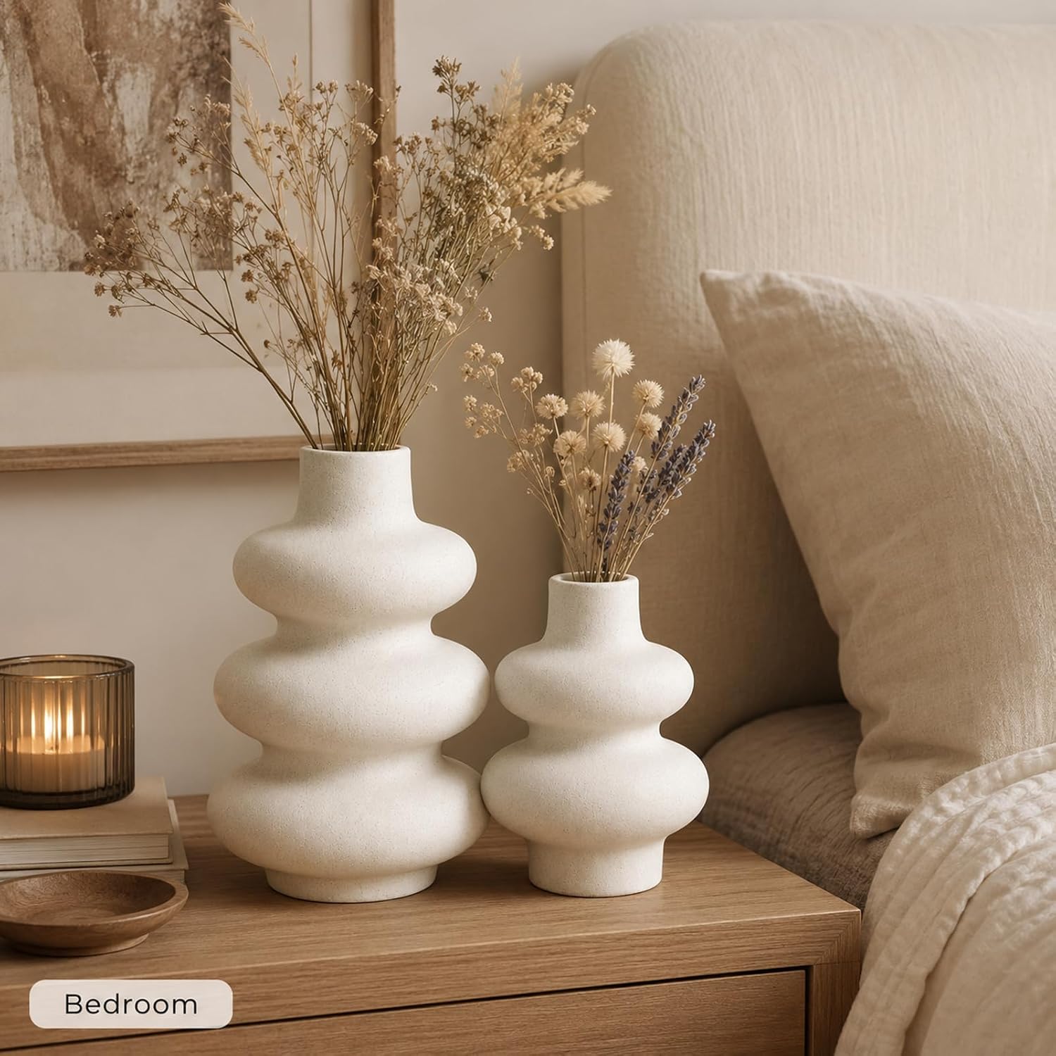 Ceramic Vase Set / White / Set of 2