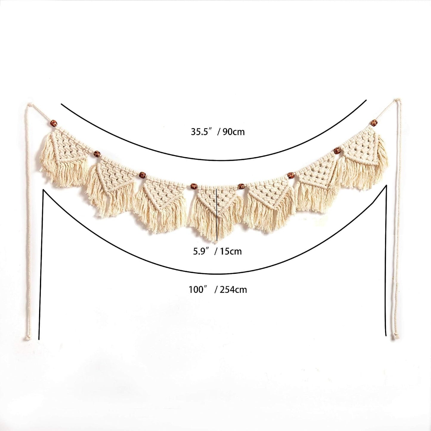Boho Tassel Garland Wall Hanging Handmade Cotton Bohemian Banner Home Decor