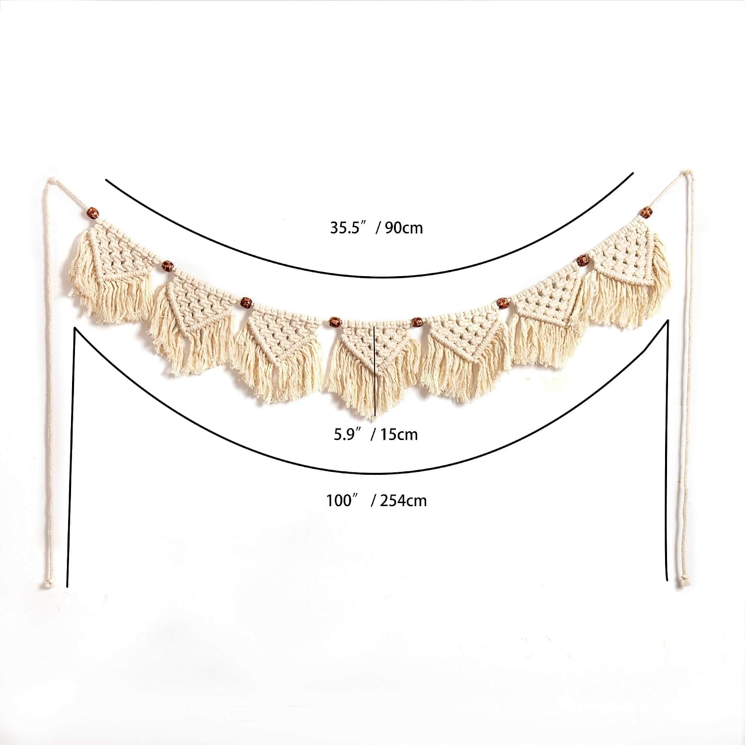 Boho Tassel Garland Wall Hanging Handmade Cotton Bohemian Banner Home Decor