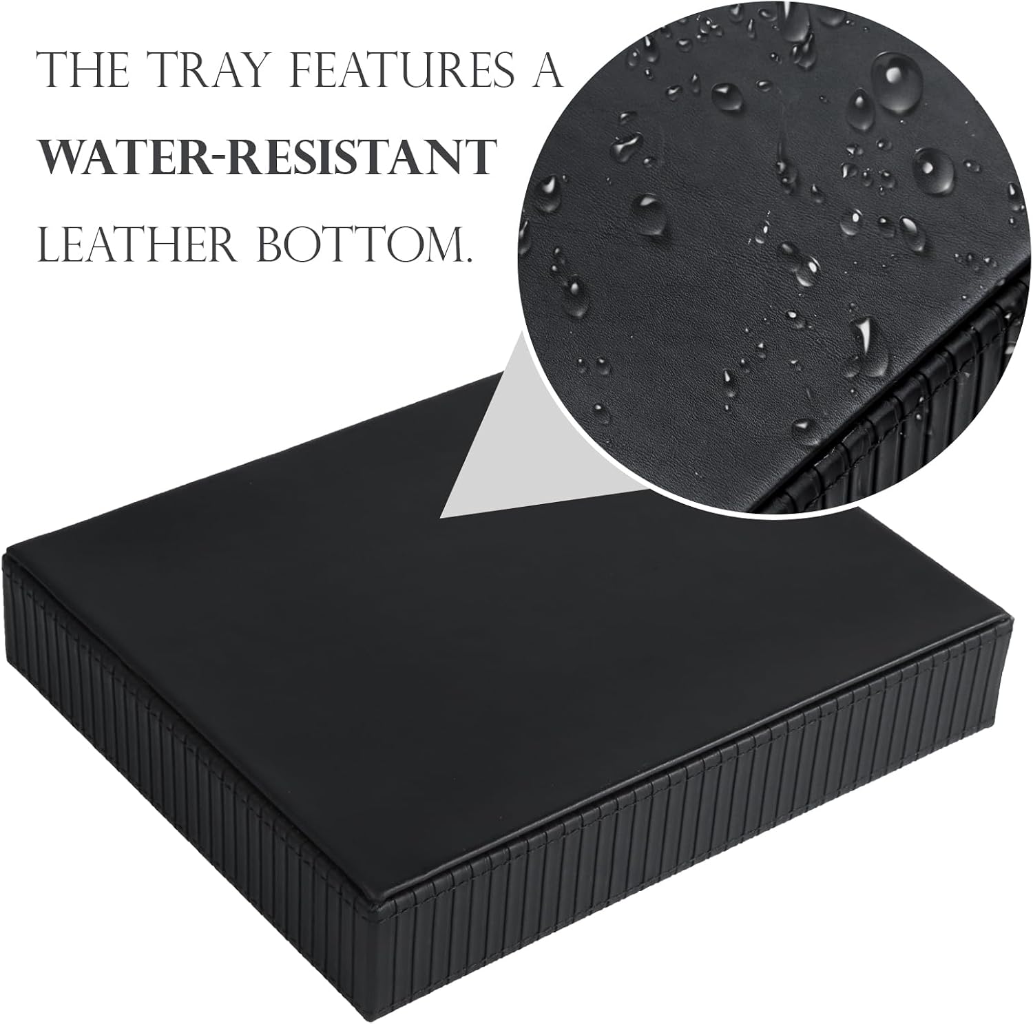 Faux Leather Vanity Tray / Black Stripe / 10.2 x 8.4 x 1.8