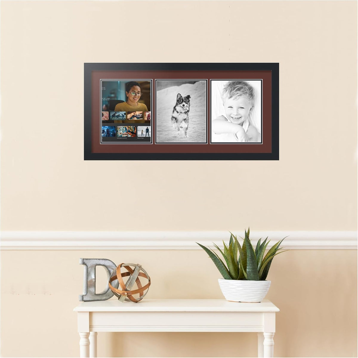 ArtToFrames Collage Picture Frame 3 Opening 3-8x10 Photo Frame | Made in USA | Black Frame Maroon and Black Mats | Wall