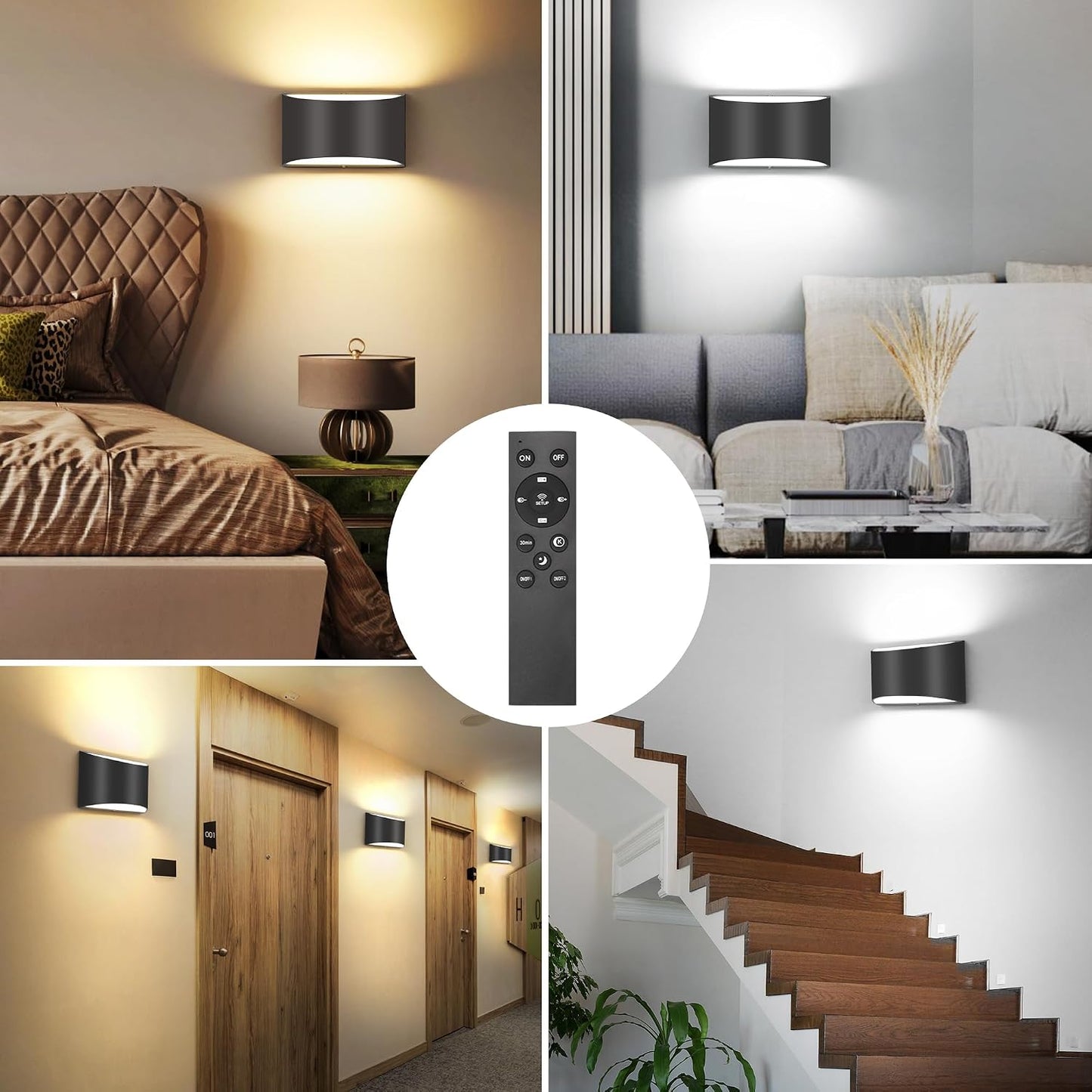 TRLIFE Modern LED Wall Sconces, Remote Control Dimmable and Adjustable Color Temperature 3000K~6000K Aluminum 12W