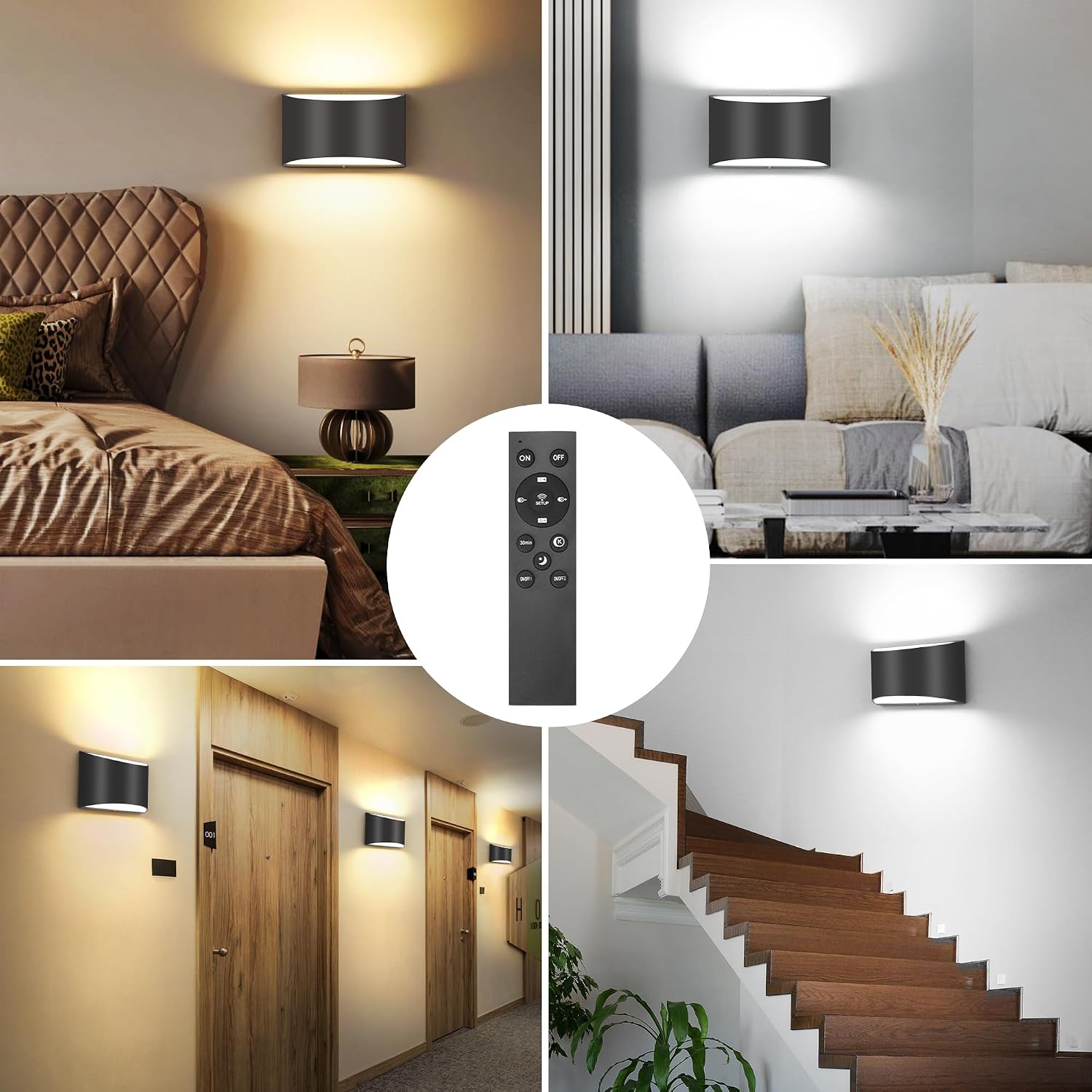 TRLIFE Modern LED Wall Sconces, Remote Control Dimmable and Adjustable Color Temperature 3000K~6000K Aluminum 12W