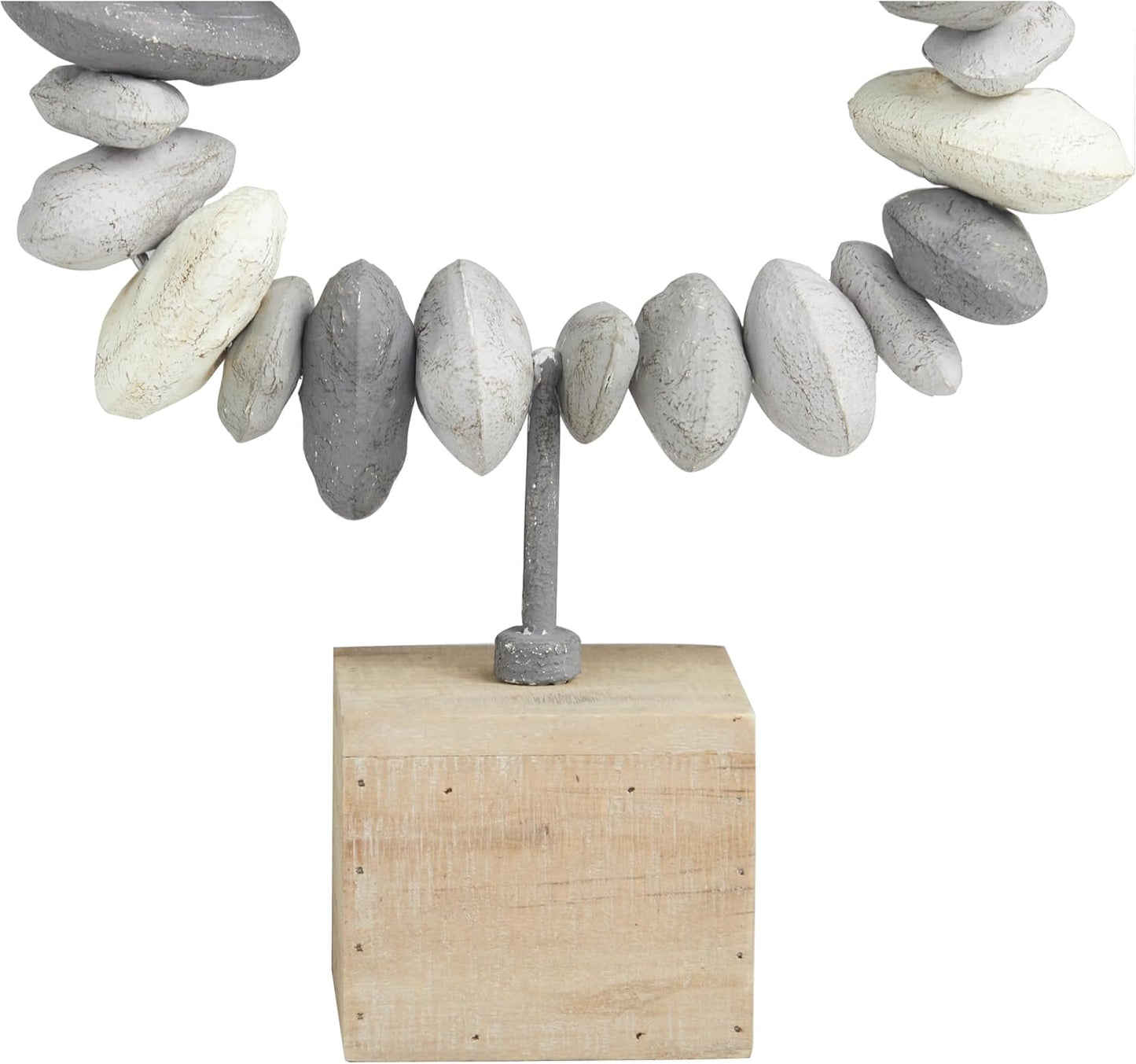 Metal Abstract Decorative Sculpture Circular Stone Home Decor Statue / 11 x 4 x 14 / Gray
