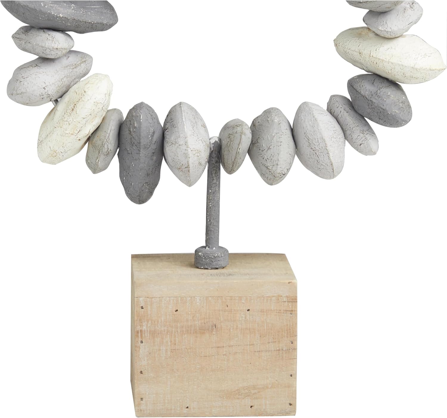 Metal Abstract Decorative Sculpture Circular Stone Home Decor Statue / 11 x 4 x 14 / Gray