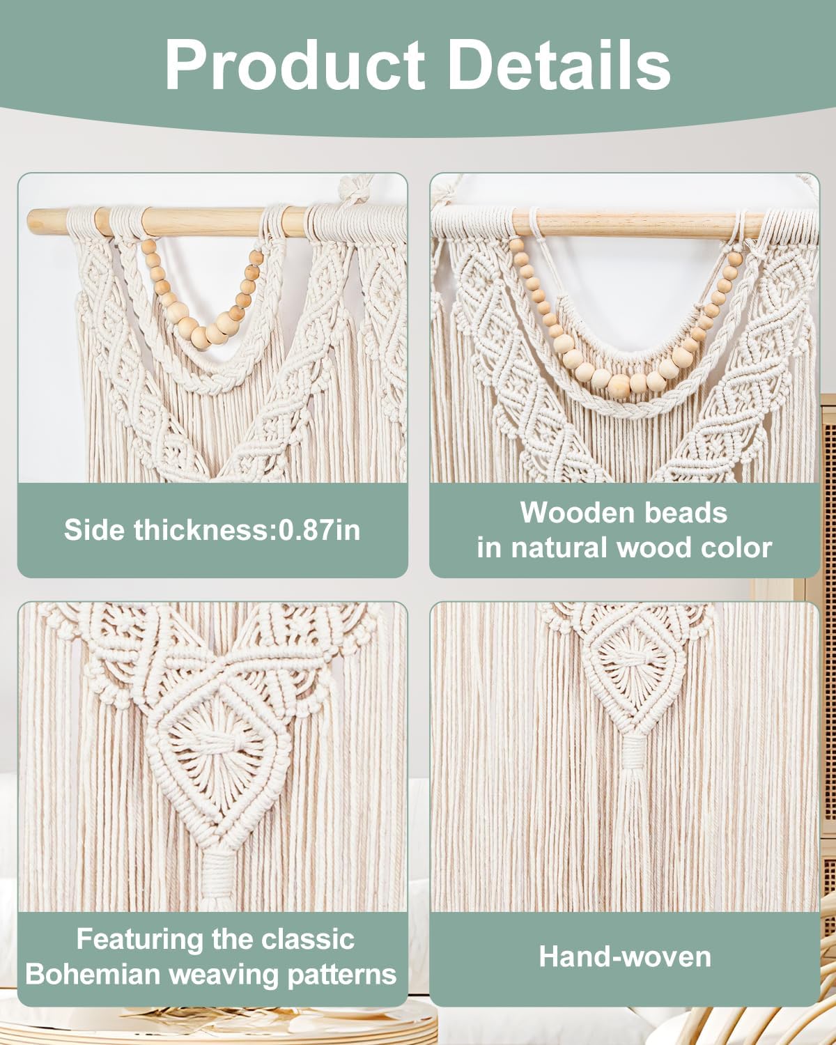 Large Macrame Wall Hanging Handmade Boho Tapestry / 43 x 32