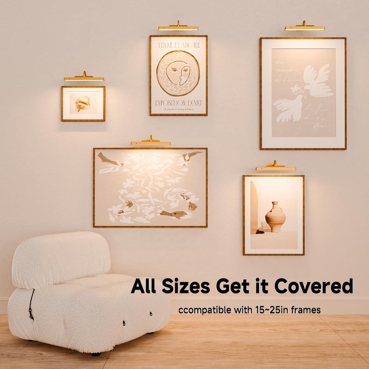 Picture Light for Wall, 4400mAh Rechargeable Battery Gallery Lighting,Wireless Remote Control Dimmable for Posters