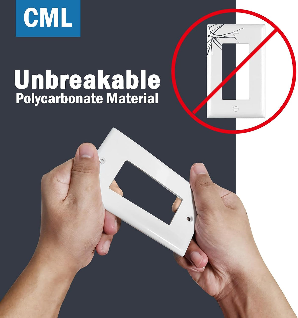 CML 100 Pack Mid-Size Decorator Wall Plates, 1-Gang Switch Plates and Electrical Outlet Receptacle Covers, Midway Size