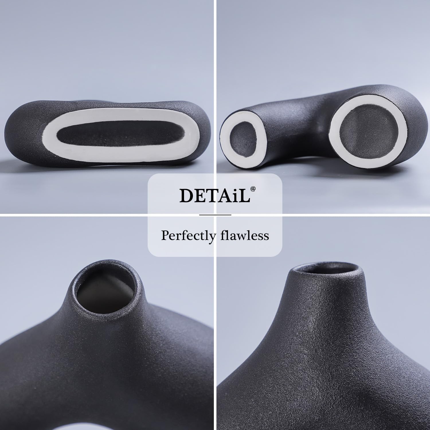Ceramic Vase for Modern Minimalist Bohemian Decor / Black / Set of 2